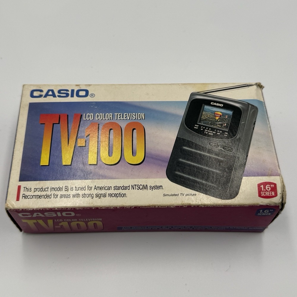 Casio TV-100 Portable LCD Color Television Boxed Vintage Unit‎ Powers On